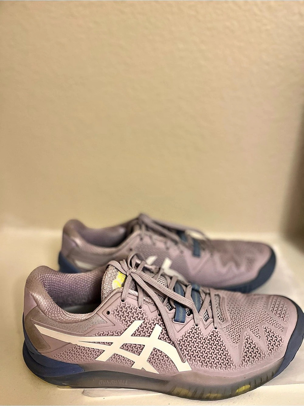 ASICS Gel-Resolution FlyteFoam Tennis Shoes Lavender Periwinkle Yellow Size 10